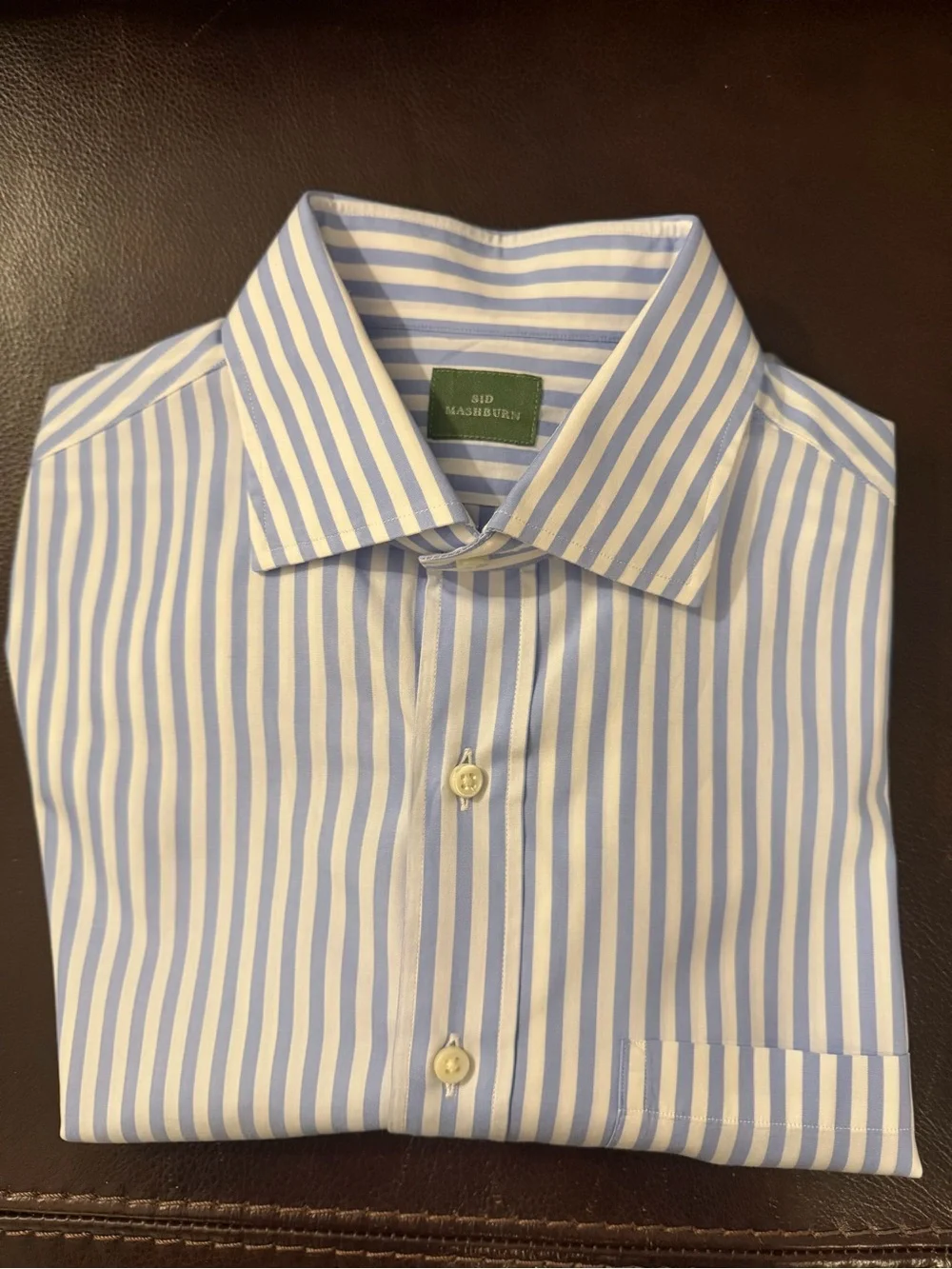 Sid Mashburn Button Down Dress Shirt, Blue/White Striped, Men’s 15/33
